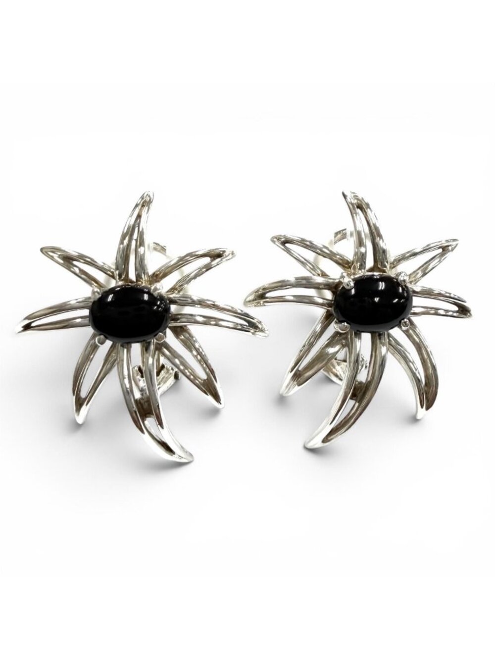 Tiffany & Co Onyx Fireworks Earrings Silver Black